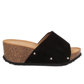 Nero GU56 Pantofole nere con zeppa