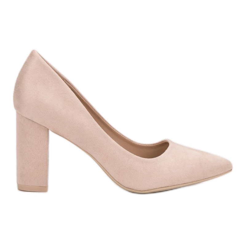 Diamantique Décolleté in camoscio beige