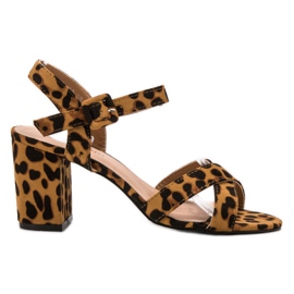 Queen Vivi Sandali con stampa leopardata marrone