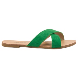 Primavera Comode pantofole piatte verde