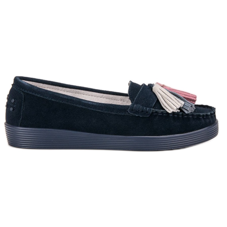 Filippo Mocassini In Pelle Con Frange blu navy