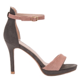 VINCEZA sandali tacco alto rosa grigio