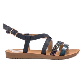 VINCEZA sandali flat blu