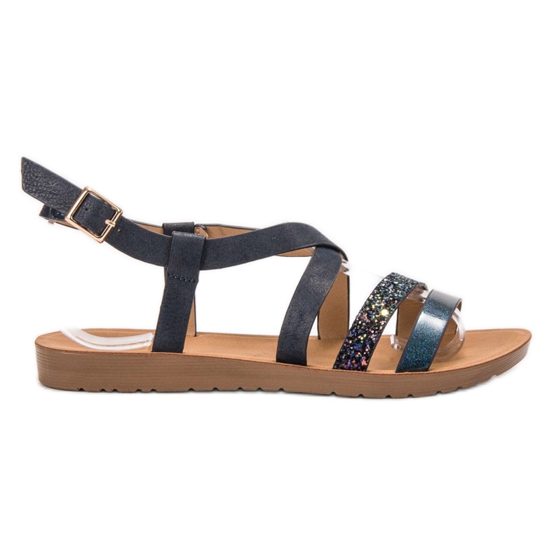 VINCEZA sandali flat blu