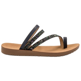 Vinceza Infradito Con Glitter nero