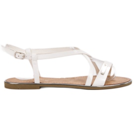 Anesia Paris Sandali piatti laccati bianco