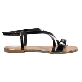 Anesia Paris Sandali piatti laccati nero