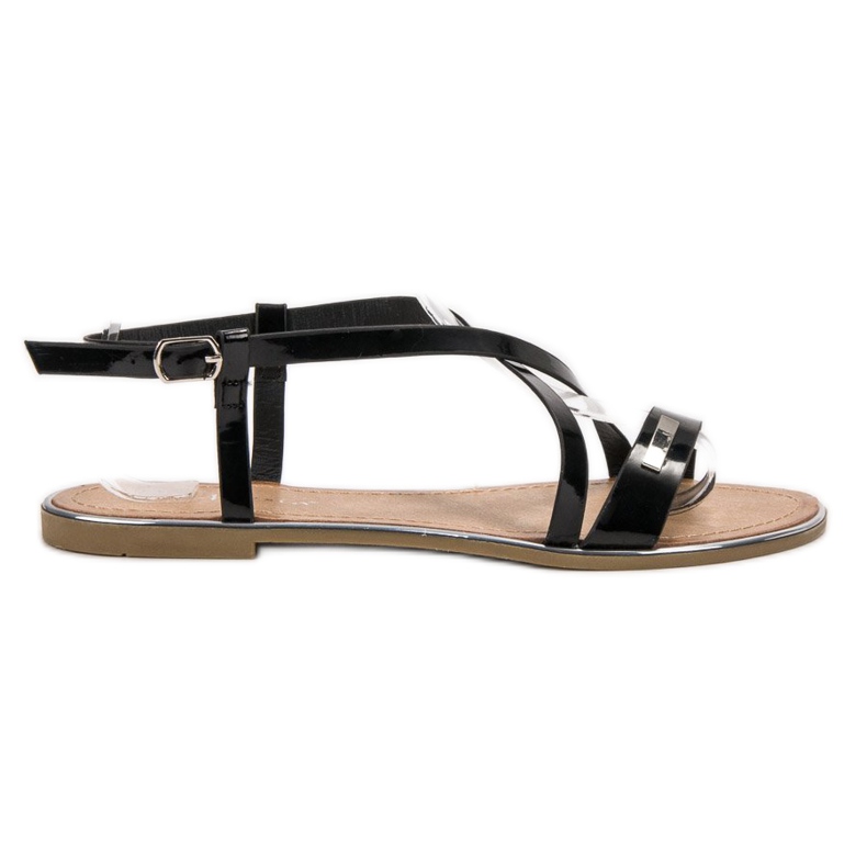 Anesia Paris Sandali piatti laccati nero
