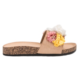 SHELOVET Ciabatte In Camoscio Con Fiori marrone