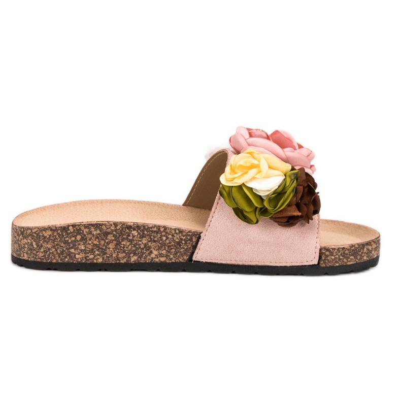SHELOVET Ciabatte In Camoscio Con Fiori rosa