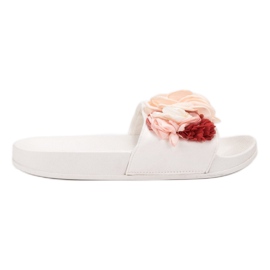 Anesia Paris Pantofole Bianche Con Fiori bianco
