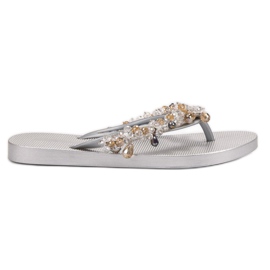 SHELOVET Infradito in gomma con ornamenti grigio