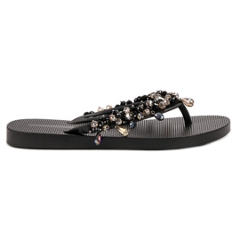 SHELOVET Infradito in gomma con ornamenti nero