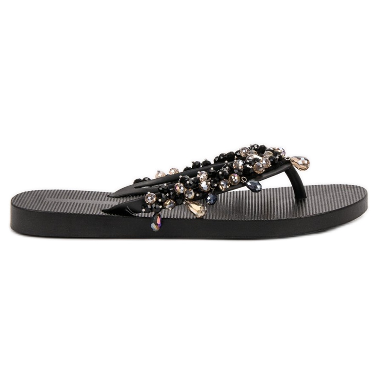 SHELOVET Infradito in gomma con ornamenti nero