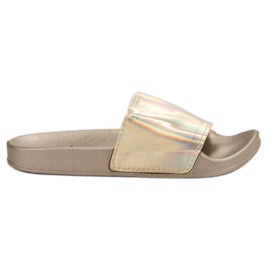 Small Swan Pantofole dorate alla moda beige