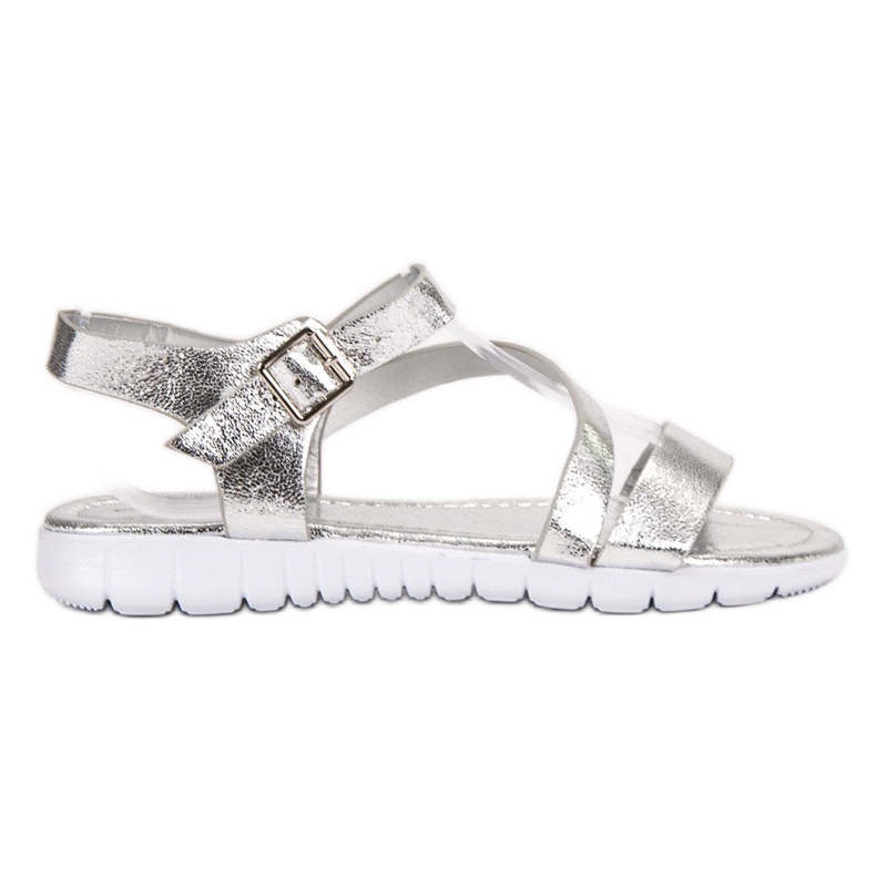 SHELOVET Sandali con fibbia grigio