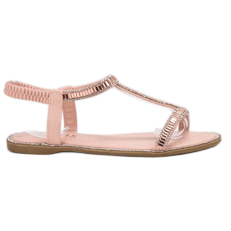 SHELOVET Sandali Bassi Con Cristalli rosa
