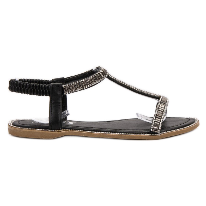 SHELOVET Sandali Bassi Con Cristalli nero