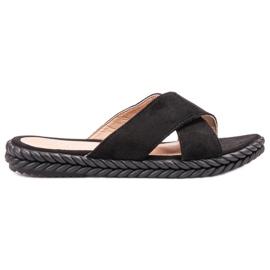 SHELOVET Pantofole in pelle scamosciata nero