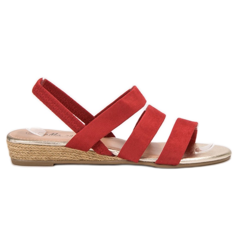 Fama Sandali in camoscio con elastico rosso