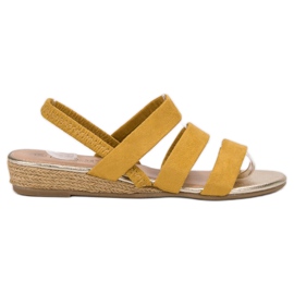 Fama Sandali in camoscio con elastico giallo