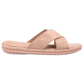 SHELOVET Pantofole in pelle scamosciata marrone