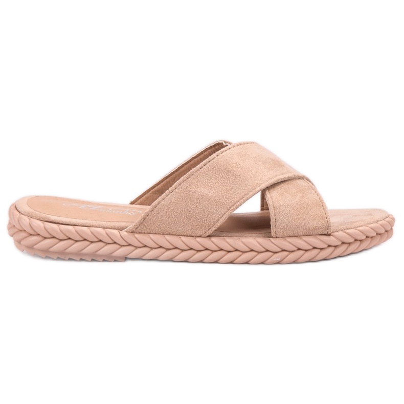 SHELOVET Pantofole in pelle scamosciata marrone