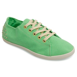 Sneakers In Tessuto Con Borchie VB67 Verde