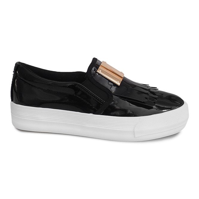 Sneakers laccate su zeppa S-1 nere nero