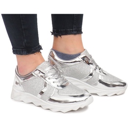 Sneakers sportive B8890-1 Argento grigio