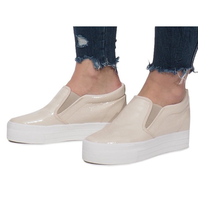 Sneakers Laccate Su Zeppa KB-125 Beige