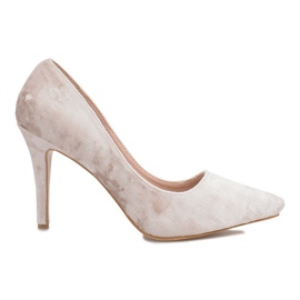 Scarpe con tacco in velluto beige di Francine