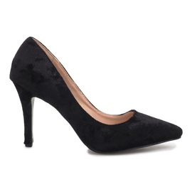 Scarpe con tacco nere in velluto di Francine nero