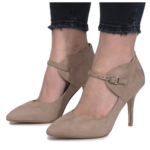 Stivali kaki su tacco Thérèse beige