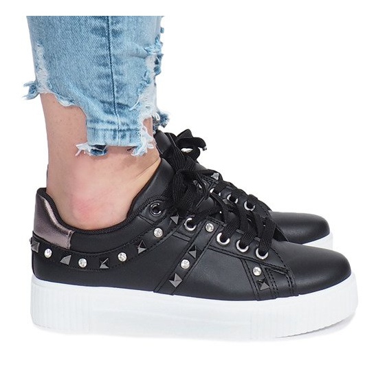 Sneakers nere Montpellier borchie nero
