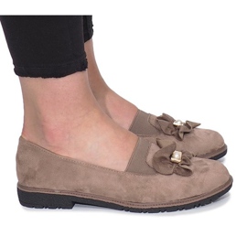 Scarpe slip-on color kaki con fiocco Pearl Inside multicolore verde