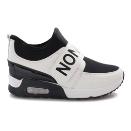 Sneakers sportive bianche sulla zeppa Monon bianca nero
