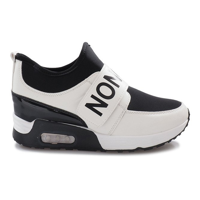 Sneakers sportive bianche sulla zeppa Monon bianca nero