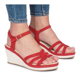 Sandali rossi con zeppa Glavel rosso