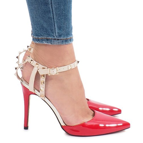 Tacchi laccati rossi con borchie Behati rosso multicolore giallo