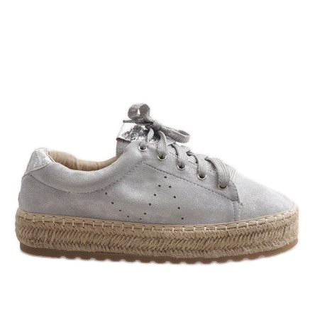 Espadrillas stringate grigie BB01 grigio