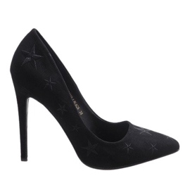 Camoscio nero decorato con stelle JC3026-1 stilettos