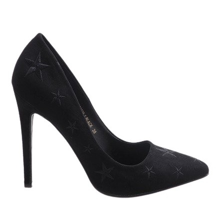 Camoscio nero decorato con stelle JC3026-1 stilettos