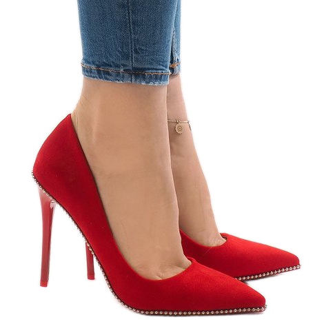 Tacchi alti in camoscio rosso P-6378