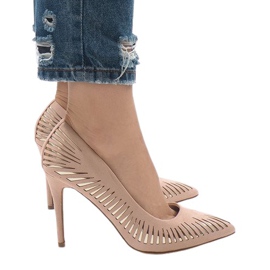 Classiche scarpe con tacco in camoscio rosa HYD-A16