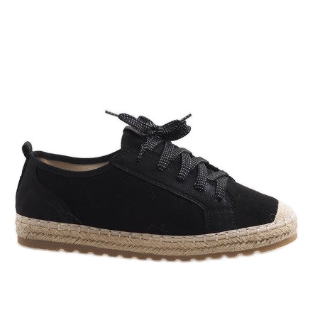 Espadrillas nere allacciate BB02P nero