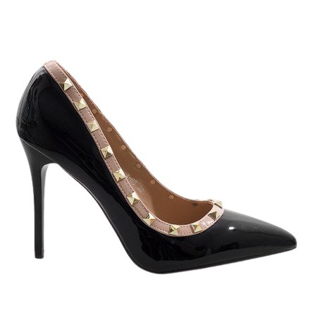 Tacchi laccati neri con borchie X-68 nero