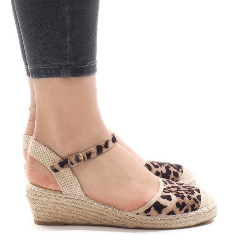 Sandali con zeppa leopardati espadrillas LLI-3M88-51 multicolore