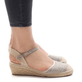 Sandali con zeppa grigi espadrillas LLI-3M88-7 grigio