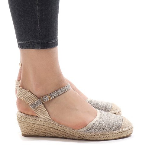 Sandali con zeppa grigi espadrillas LLI-3M88-7 grigio